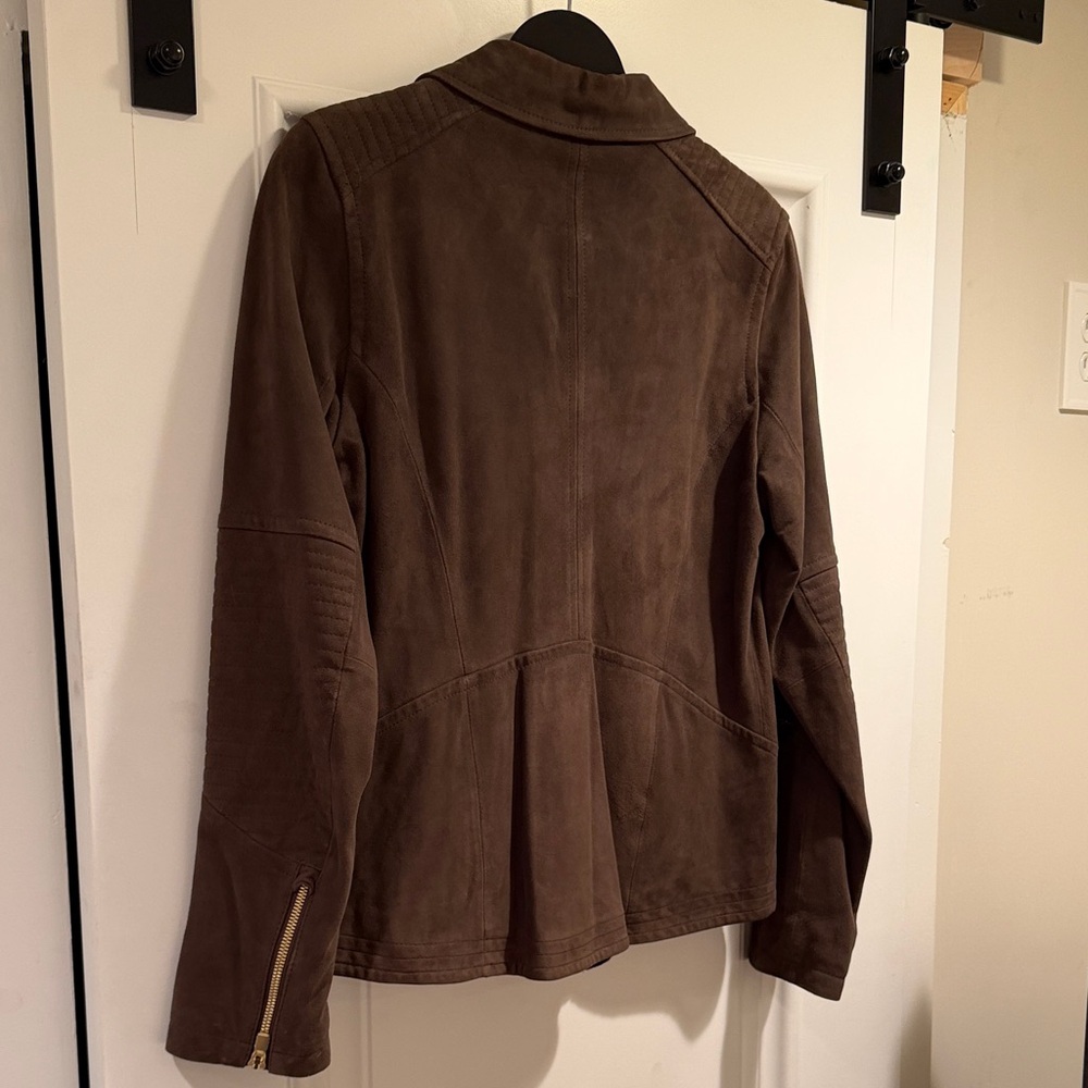 Athleta Dark Brown suede Leather Jacket - Picture 3 of 7